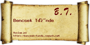 Bencsek Tünde névjegykártya